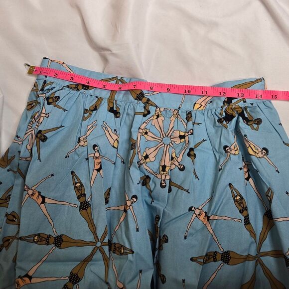 NEW Modcloth x Dupenny synchronized swimmer blue a-line pinup‎ skirt M - Picture 8 of 10